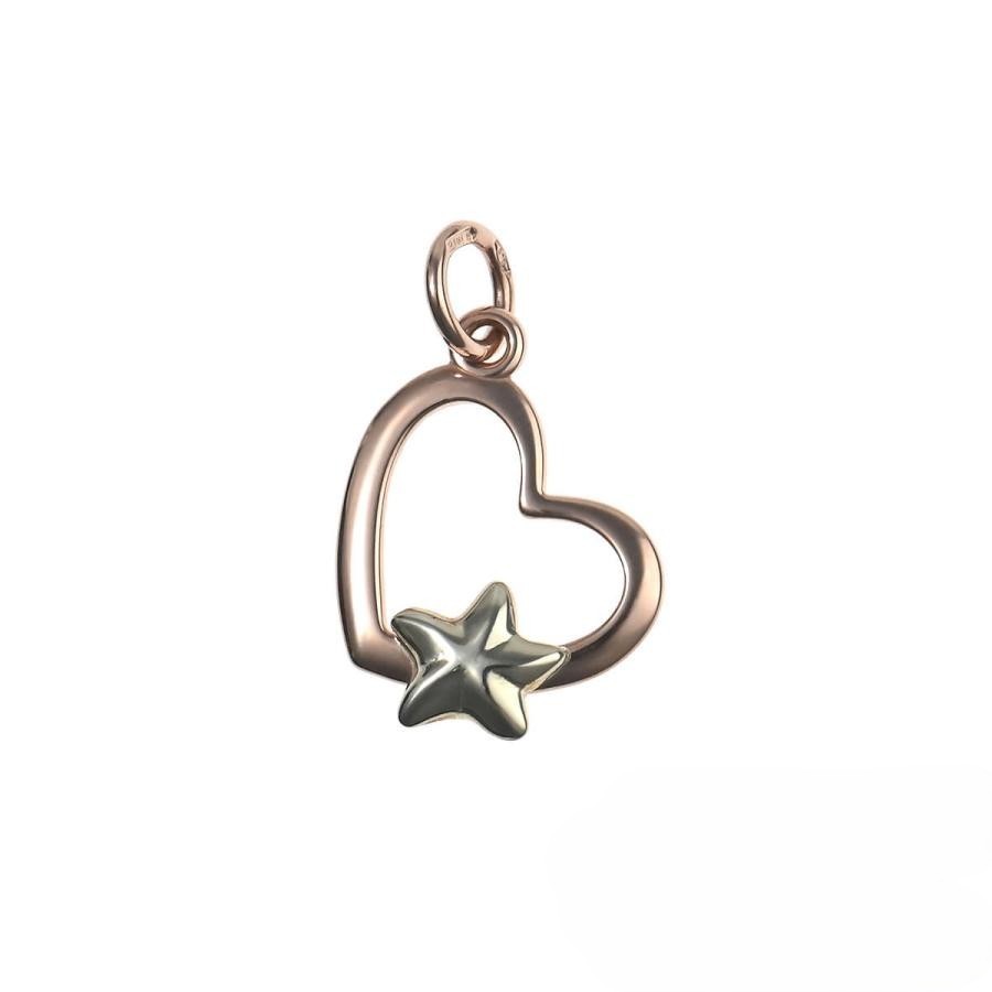 Pomellato DoDo 9k Rose 9K White Gold Heart Star Charm Pendant Necklace Top w/Box