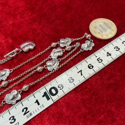 Georg Jensen Sterling Silver 925 Grape Leaf Double-Sided Toggle Necklace 53cm