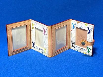 Louis Vuitton Monogram Multicolor Porto Photo 4 Volet Photo Case White 2.6" Used
