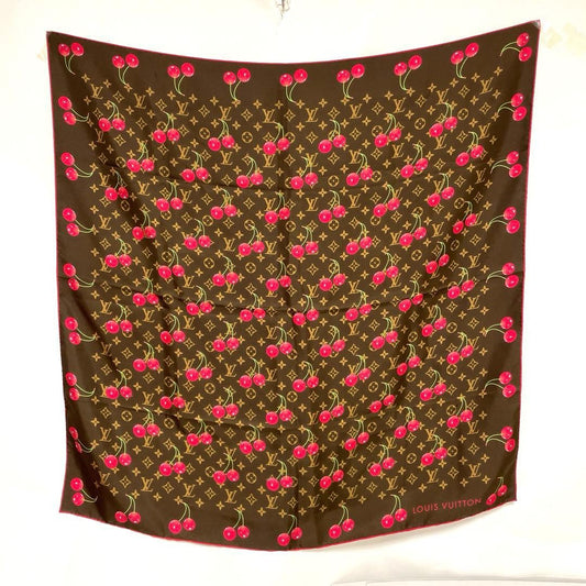 Louis Vuitton x Takashi Murakami Cerises Cherry Monogram Silk Scarf M71962 2005