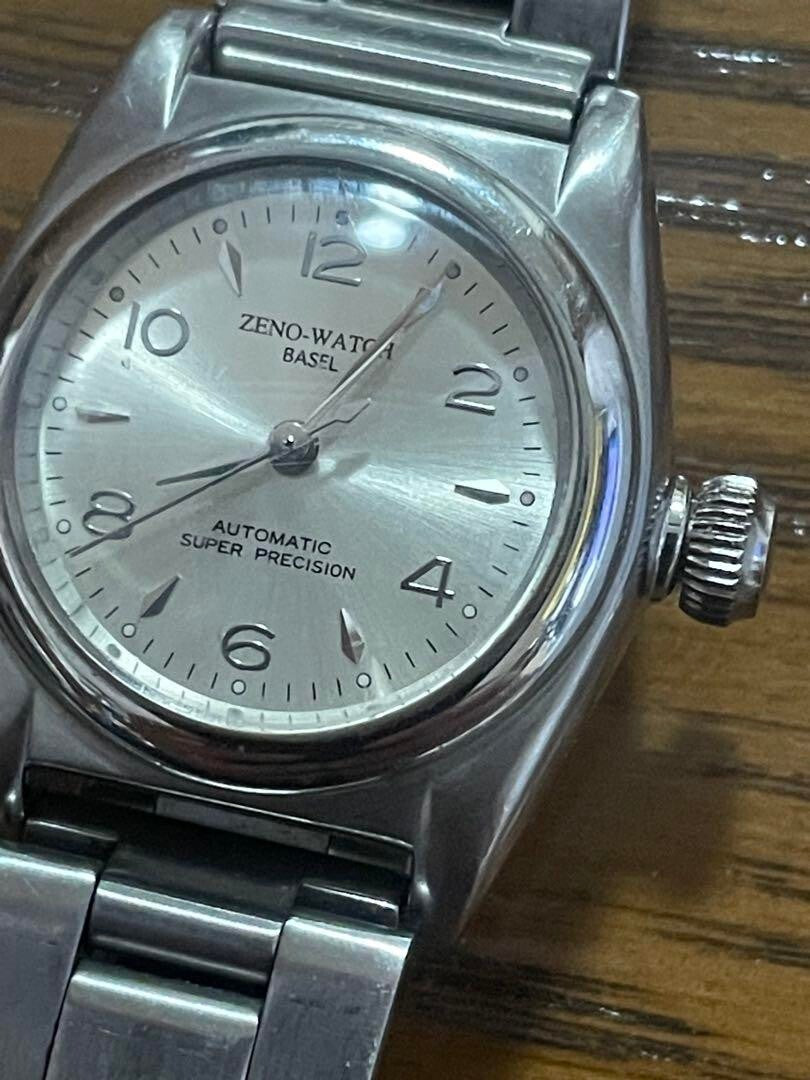 ZENO Automatic Super Precision Watch Silver Dial Stainless Steel Case Used Japan