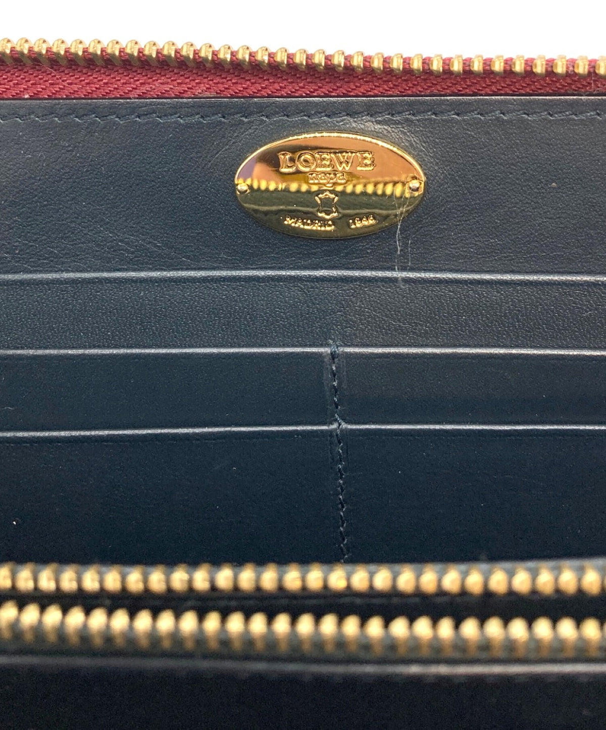 LOEWE Anagram Zip Around Long Wallet Red Nappa Leather Tassel Zipper Spain