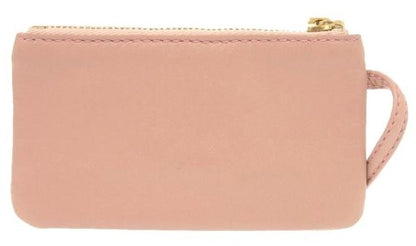 LOEWE Anagram Coin Purse Case Pink Leather Gold Hardware Wristlet Zip Pouch