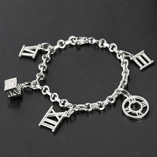 Tiffany & Co Sterling Silver 925 Atlas Donut Chain Link Charm Bracelet L 16.5cm
