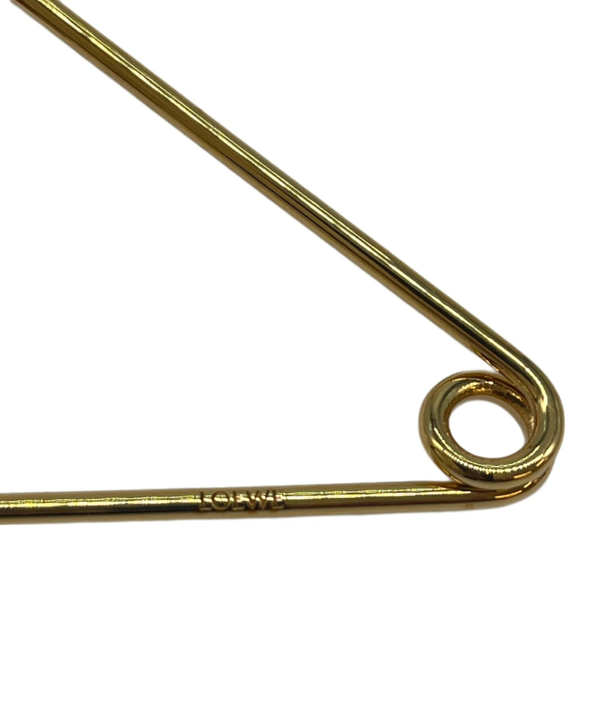 LOEWE Mecano Pin Brooch Red Leather Gold Hardware Round Safety Pin Spain Logo