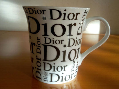 Christian Dior Logo White Black Mug Pair Set Of 2 Unused