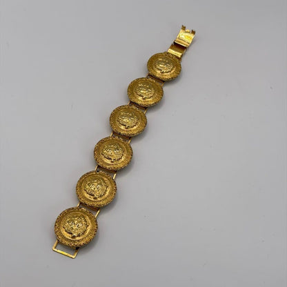 Authentic Gianni Versace Coin Medusa Gold Tone Bracelet Bangle 6 Link L18 cm 7in