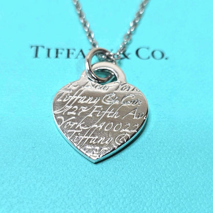 Tiffany & Co Notes Heart Tag Pendant Necklace Sterling Silver 925 SV925 16.5in