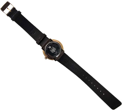 LIP Panoramic 34 Quartz Watch Silver White Dial Rose Gold Case Brown Leather