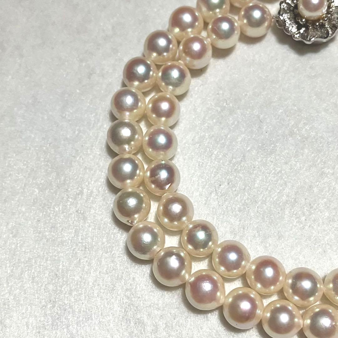 Akoya Pearl Necklace White 7.0-7.5mm Silver Flower Clasp 42cm 16.5in Japan