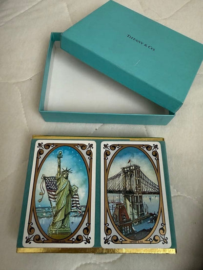 Tiffany & Co 80s Classic NYC Print Playing Cards 2 Deck Set Statue of Liberty