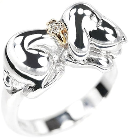 SNOOPY Peanuts Diamond Ring SV925 Silver K18 Yellow Gold Used Japan US6.5 EU53