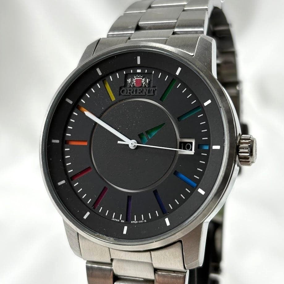 ORIENT Rainbow Disk Automatic Watch Black Dial Date Skeleton Caseback Steel