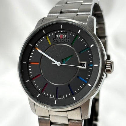 ORIENT Rainbow Disk Automatic Watch Black Dial Date Skeleton Caseback Steel