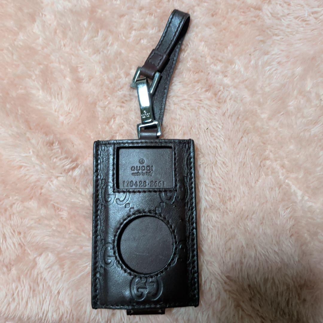 Gucci Brown Leather GG Pattern iPod Case Key Holder 170428 8661 Near Mint