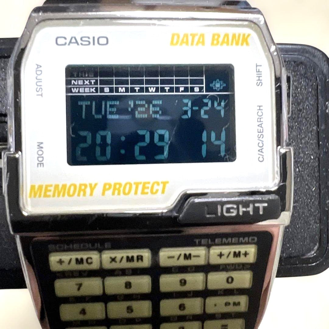 CASIO Data Bank DBC-1500 Calculator Watch Silver Stainless Steel Thailand Rare