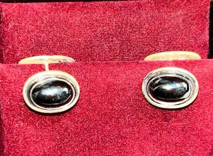 GEORG JENSEN Cufflinks 44B Sterling Silver 925 Black Hematite Mens Vintage