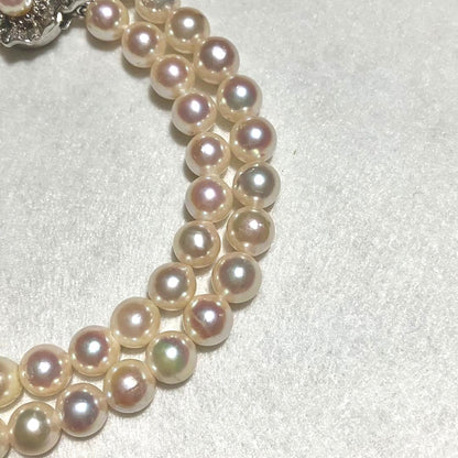 Akoya Pearl Necklace White 7.0-7.5mm Silver Flower Clasp 42cm 16.5in Japan