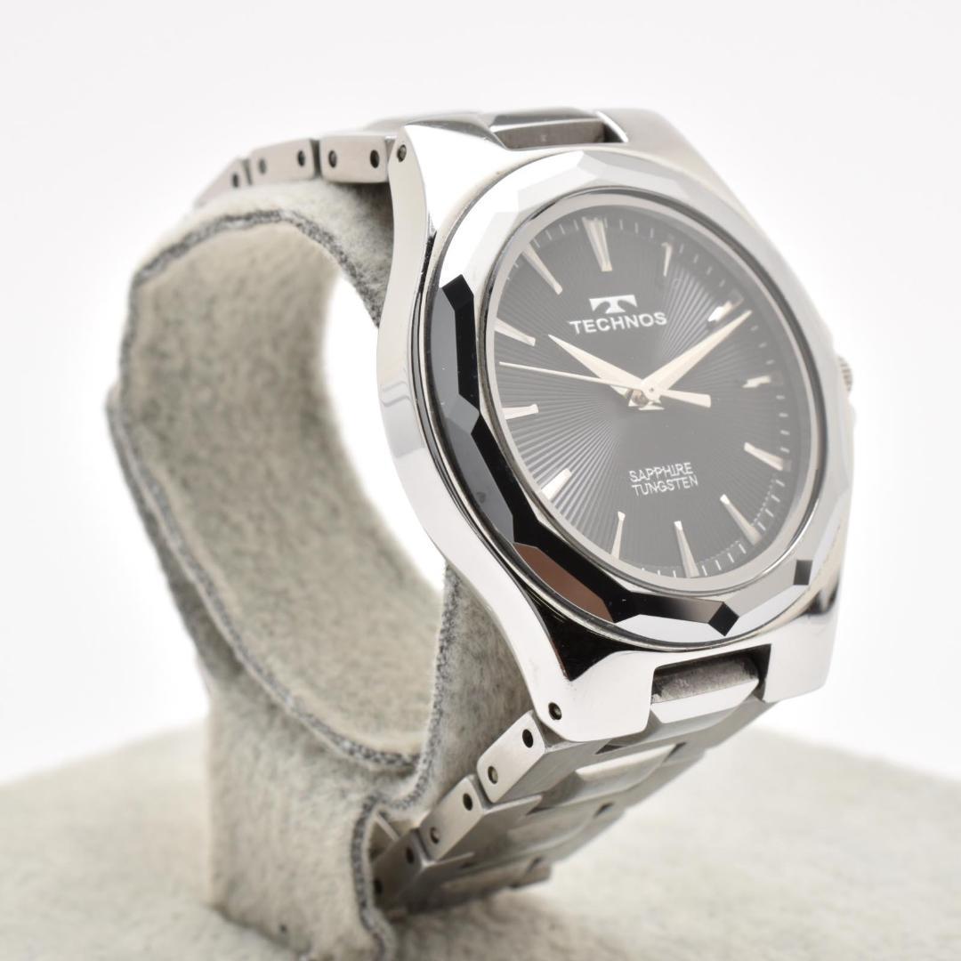TECHNOS T9B86 Black Dial Sapphire Glass Tungsten Bezel Quarts Watch Men Working