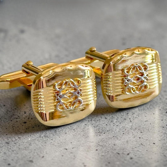 Loewe Anagram Gold Tone Cufflinks Excellent