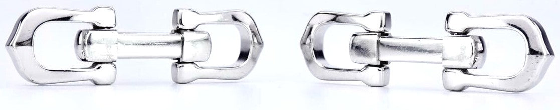 Cartier Long C Shape Decor Cufflinks Silver 925 Authentic Men Japan Used Cuffs