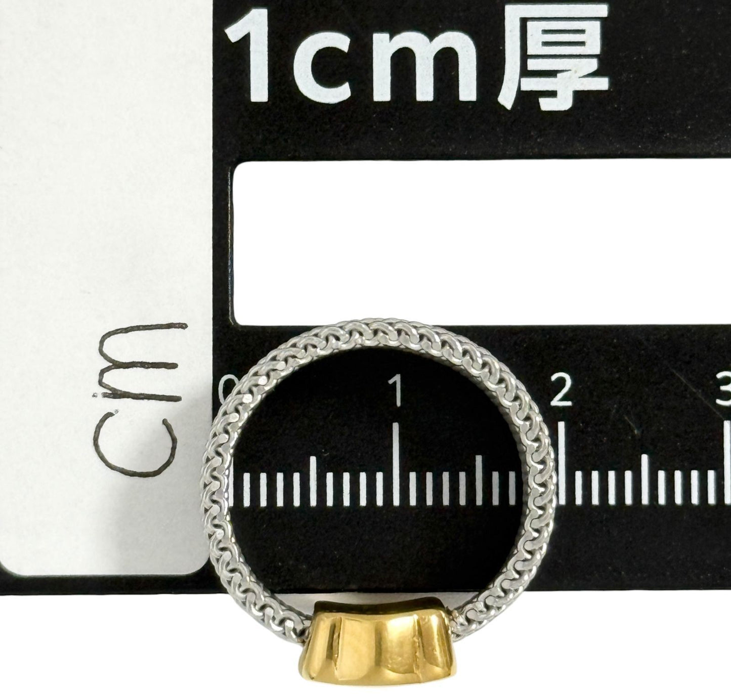 TOUS Bear Mesh Ring US6 EUR51 Wide Band K18 Gold Silver Stainless Steel Used