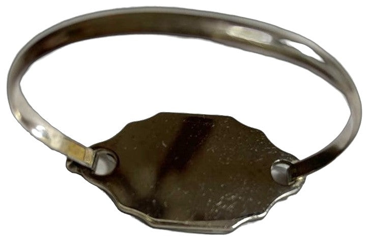CHANEL CC Logo Mirror Bangle Bracelet Silver Vintage Wrist 14.5cm(5.7in) Used