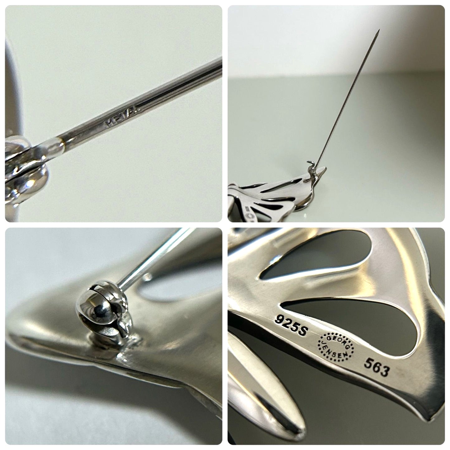 Georg Jensen Butterfly Brooch No.563 Sterling Silver 925 Pin Vintage Denmark