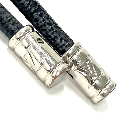 Louis Vuitton M67224 Damier Graphite Key Holder Rope Keychain Silver Italy Used
