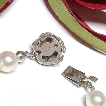 Akoya Pearl Silver Bracelet White 8.6-8.8mm Diamond-Cut Beads Elegant Japan
