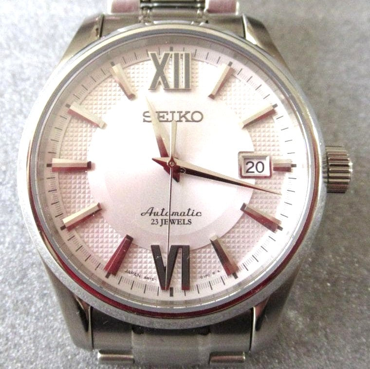 SEIKO Mechanical Automatic 23 Jewels 6R15 Watch White Dial Silver SS Band Used