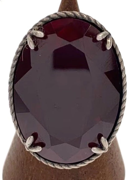 GUCCI Interlocking G Stone Ring Silver 925 Red Color Stone US 6.5 EU 53 Used