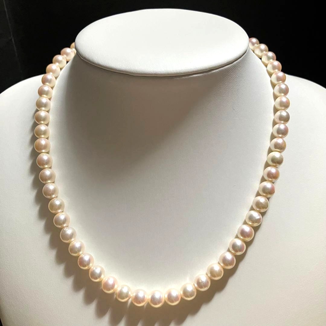 Akoya Pearl Necklace White 7.0-7.5mm Silver Flower Clasp 42cm 16.5in Japan