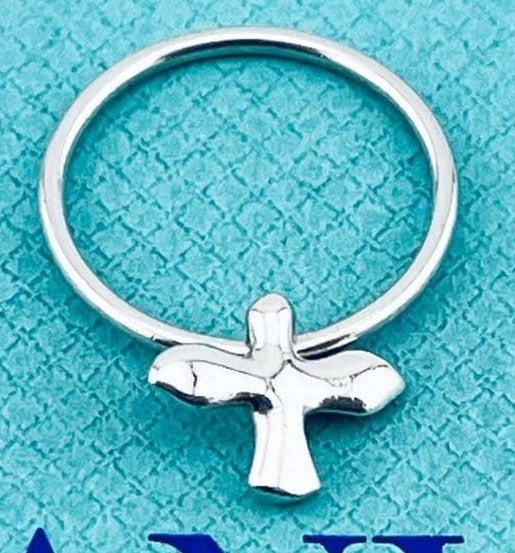 Tiffany & Co Sterling Silver 925 Bird Cross Ring US6 EU51 Authentic Vintage