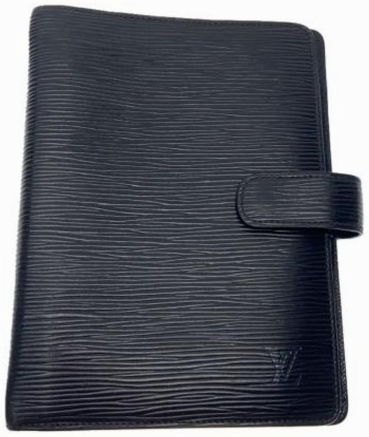 Louis Vuitton Agenda GM Epi Leather Black Notebook Cover Planner France Auth