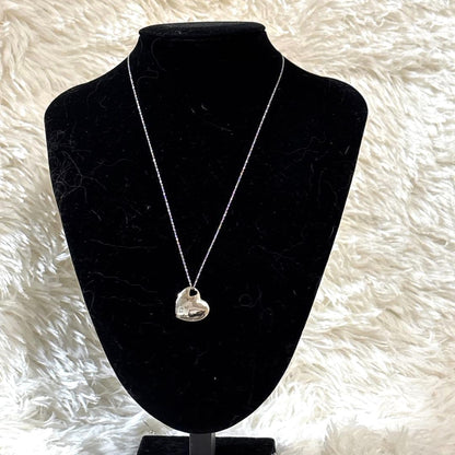 Tiffany & Co. Open Heart Pendant Necklace Sterling Silver 925 Chain 16mm