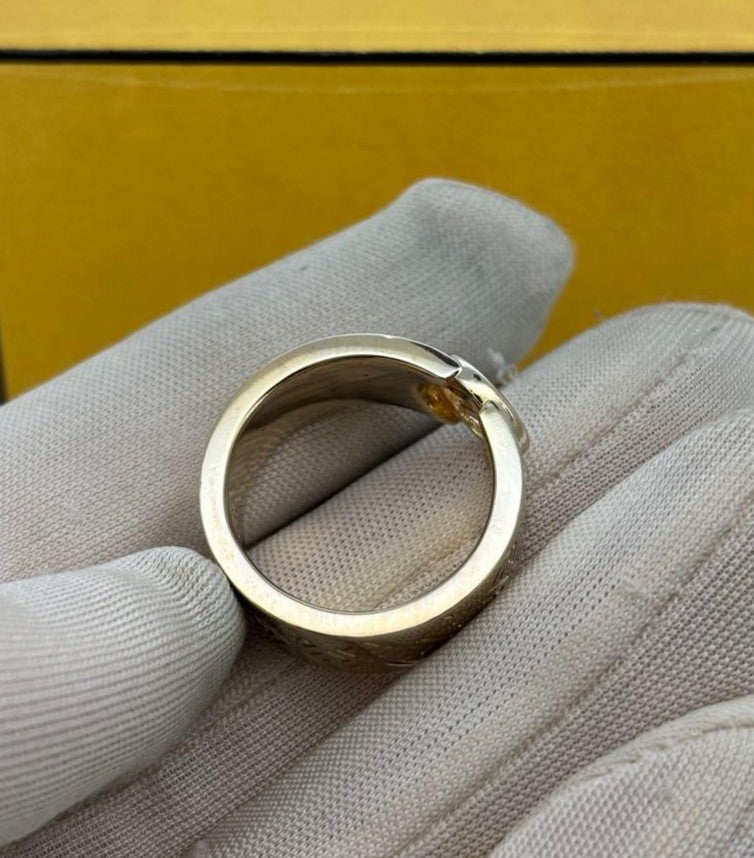 Excellent Fendi FF F is Gold Tone Metal Ring Size S 52 US 6 No Box