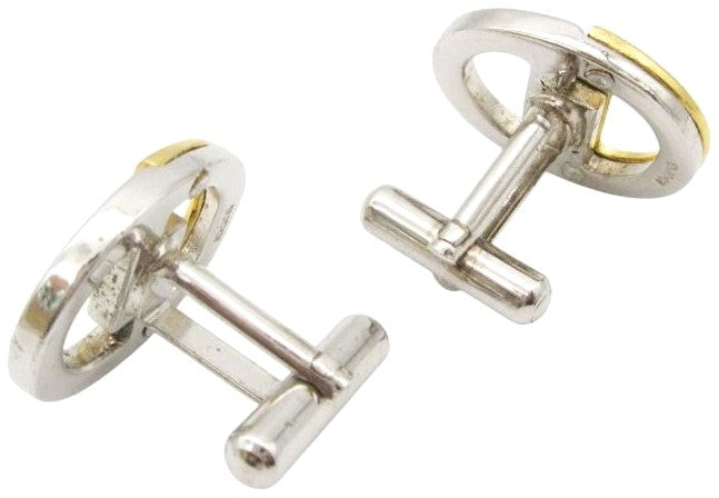 Gucci Interlocking G Cufflinks Gold Silver Tone Two-Tone Men 0.7x0.8in Used
