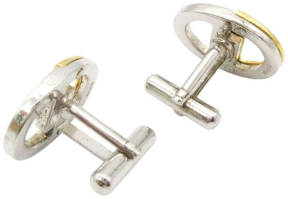 Gucci Interlocking G Cufflinks Gold Silver Tone Two-Tone Men 0.7x0.8in Used