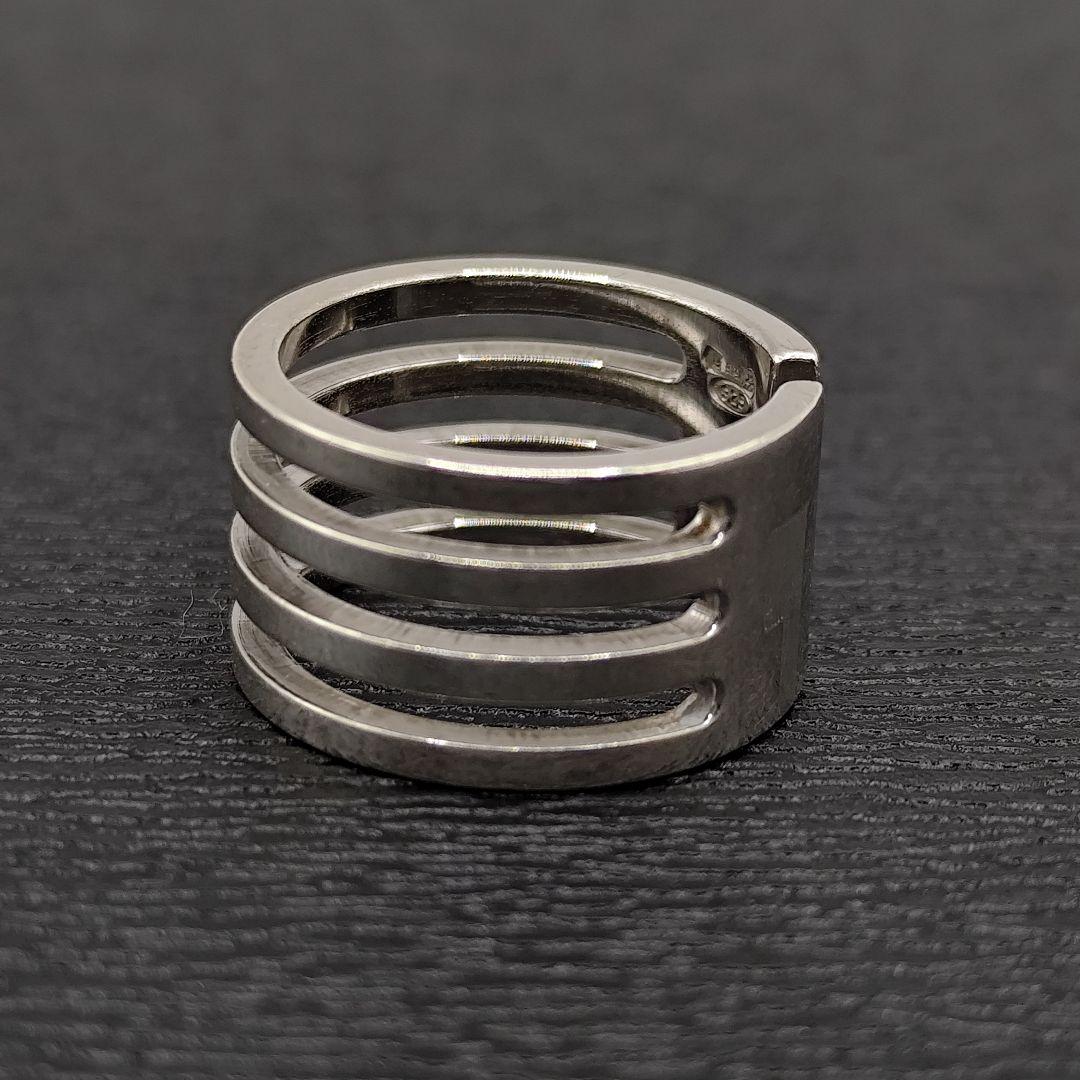 Gucci Silver 925 4 Band Stripe Cutout Ring Size 50 US 5.5