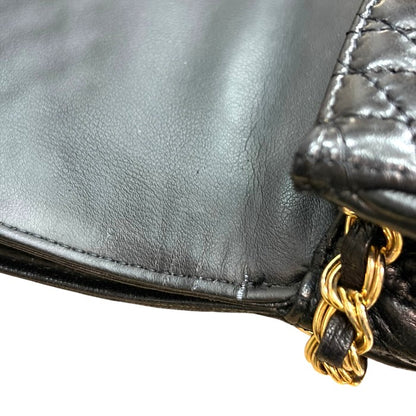 BALLY Quilted Leather Chain Shoulder Bag Black Gold HW 25cm(9.8") Italy Vintage