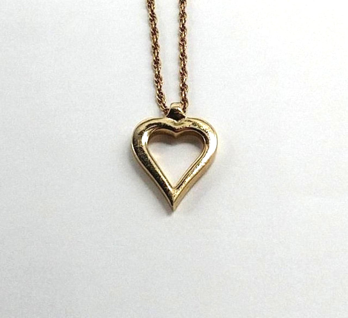 Christian Dior Open Heart Pendant Necklace Gold Tone Chain Authentic Vintage
