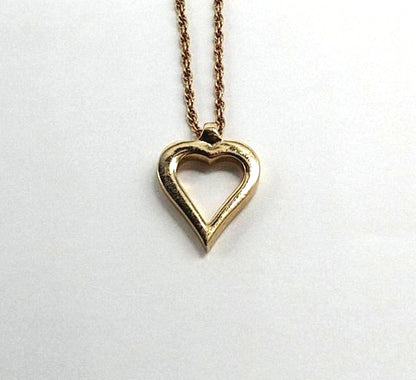 Christian Dior Open Heart Pendant Necklace Gold Tone Chain Authentic Vintage