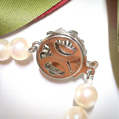 Akoya Cultured Pearl Bracelet 7.0mm Silver Clasp White Cream Japan 7.9in