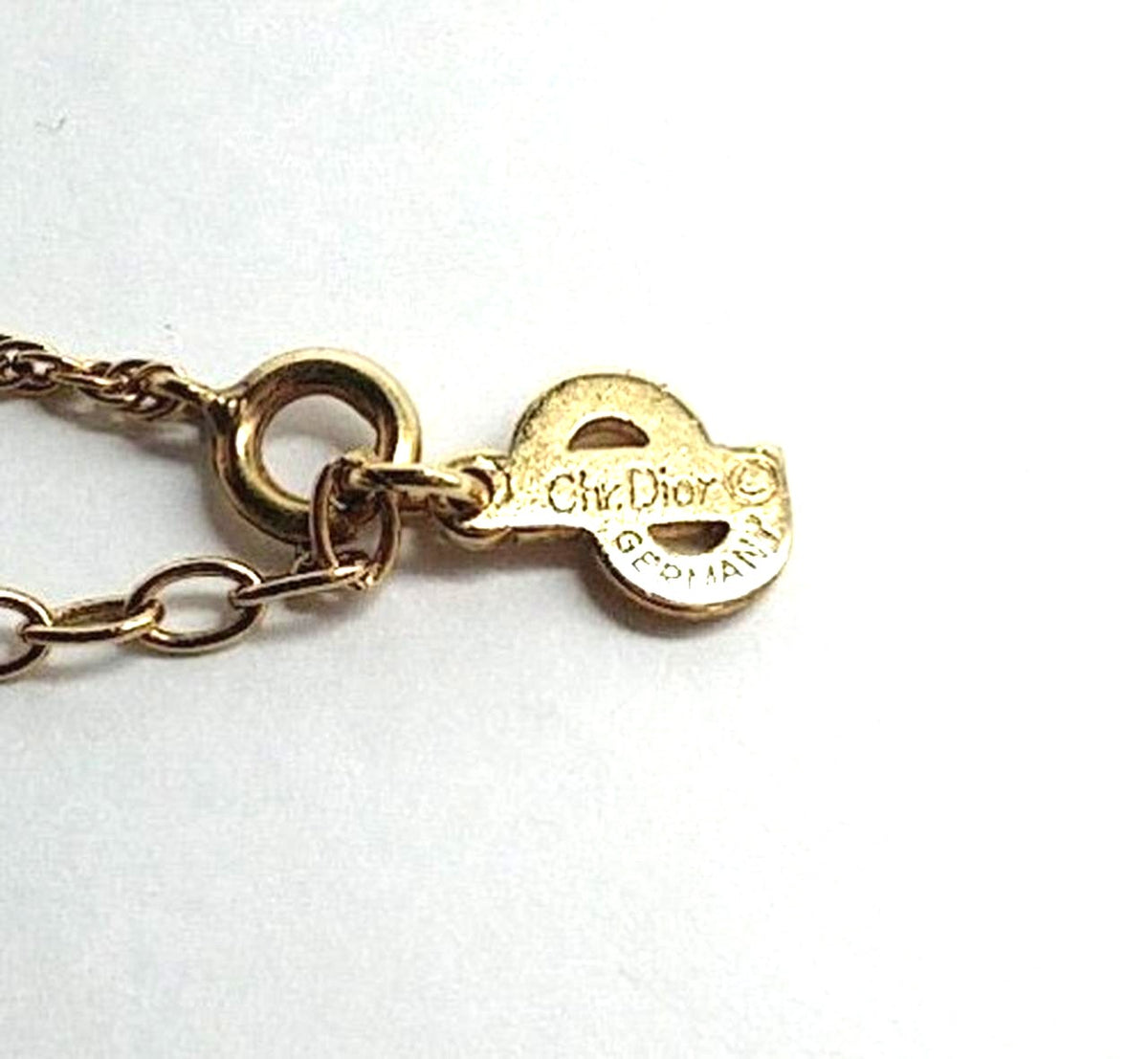 Christian Dior Open Heart Pendant Necklace Gold Tone Chain Authentic Vintage