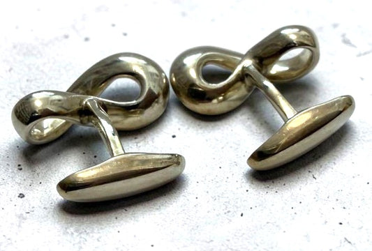 Georg Jensen Infinity Ribbon Cufflinks Sterling Silver 925 Vintage Men's Used