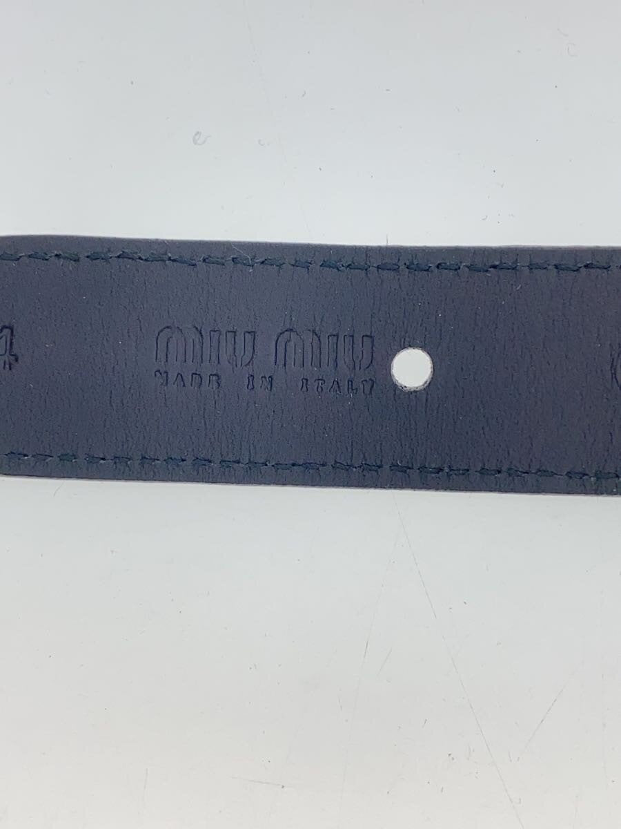 Miu Miu Belt Black Croc Embossed Leather Gold Chain Horseshoe Buckle Italy Used