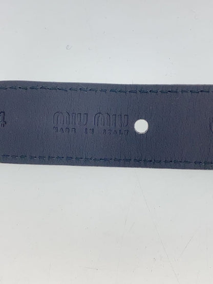 Miu Miu Belt Black Croc Embossed Leather Gold Chain Horseshoe Buckle Italy Used