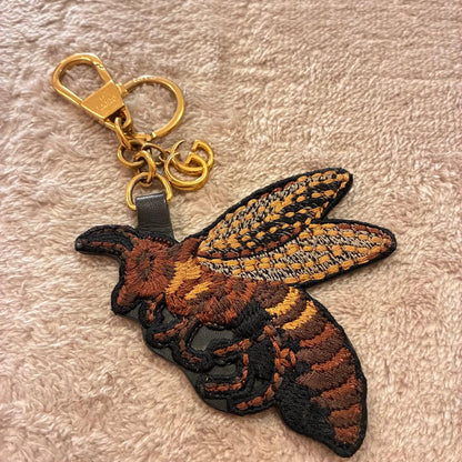 Gucci GG Bee Embroidered Keychain Bag Charm Key Holder