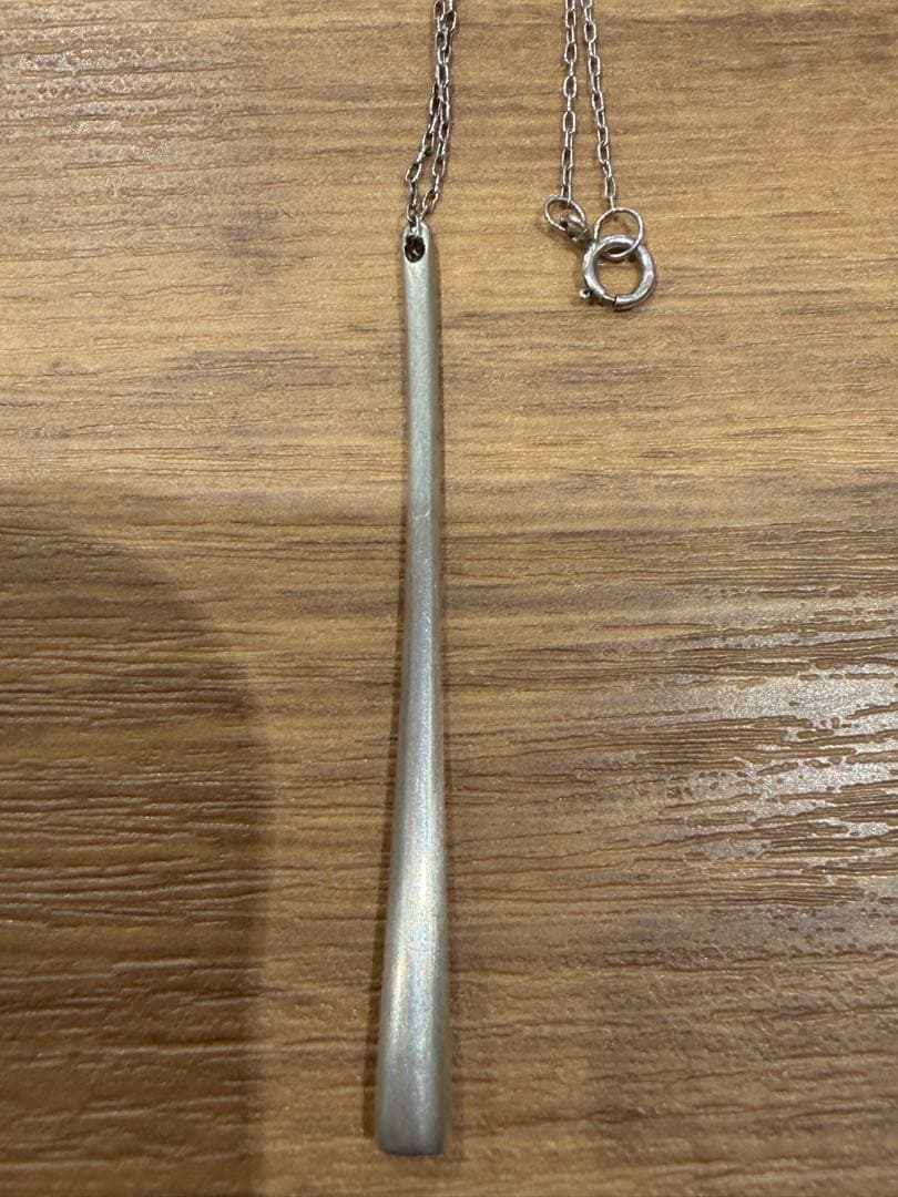 Me and Ro Silver Matte Necklace Vertical Line Pendant 5.5cm 2.2" Top 45cm Mint!